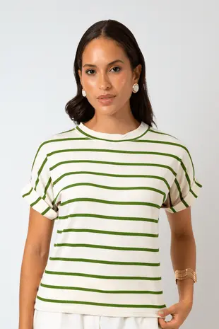 Blusa Dwz Listrada Manga Dobrada