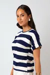 Blusa Dwz Malha Manga Dobrada Listra Larga