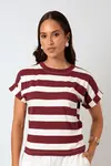 Blusa Dwz Malha Manga Dobrada Listra Larga