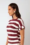 Blusa Dwz Malha Manga Dobrada Listra Larga