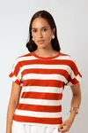 Blusa Dwz Malha Manga Dobrada Listra Larga