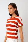 Blusa Dwz Malha Manga Dobrada Listra Larga
