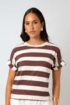 Blusa Dwz Malha Manga Dobrada Listra Larga