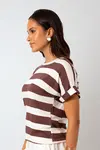 Blusa Dwz Malha Manga Dobrada Listra Larga