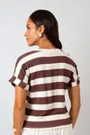 Blusa Dwz Malha Manga Dobrada Listra Larga