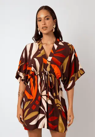 Vestido Dwz Estampado Manga Ampla
