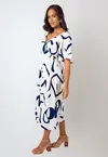 Vestido Dwz Mid Estampado com Lastex