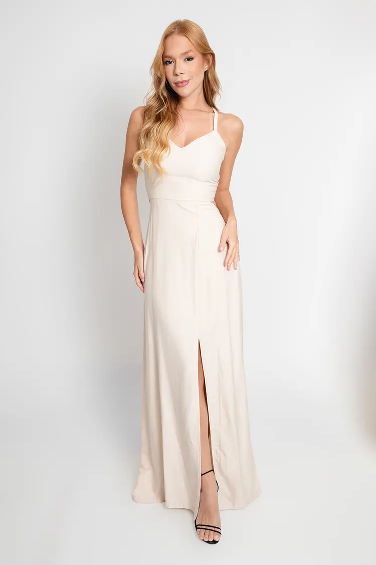 Vestido Dwz Longo Liso com Amarracao