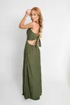 Vestido Dwz Longo Liso com Amarracao