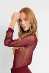 Blusa Dwz Manga Longa de Tule