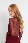Blusa Dwz Manga Longa de Tule