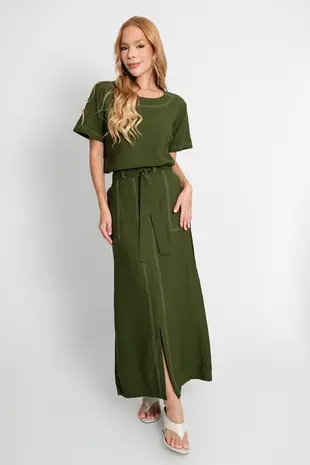Conjunto Dwz Blusa e Saia  com Pesponto