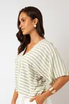 Blusa Dwz Listrada Manga Ampla