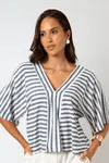 Blusa Dwz Listrada Manga Ampla