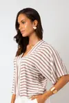 Blusa Dwz Listrada Manga Ampla