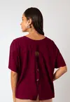 Blusa Dwz Lisa Manga Curva com Botao nas Costas