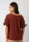 Blusa Dwz Lisa Manga com Amarracao