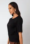 Blusa Dwz Lisa com Manga Curta e Abertura Frontal