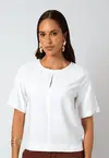 Blusa Dwz Lisa com Manga Curta e Abertura Frontal