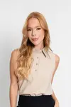 Blusa Dwz Lisa com Gola e Botao