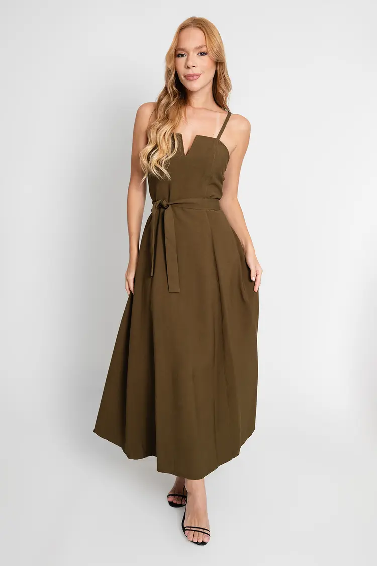 Vestido Dwz Mid Liso Recorte