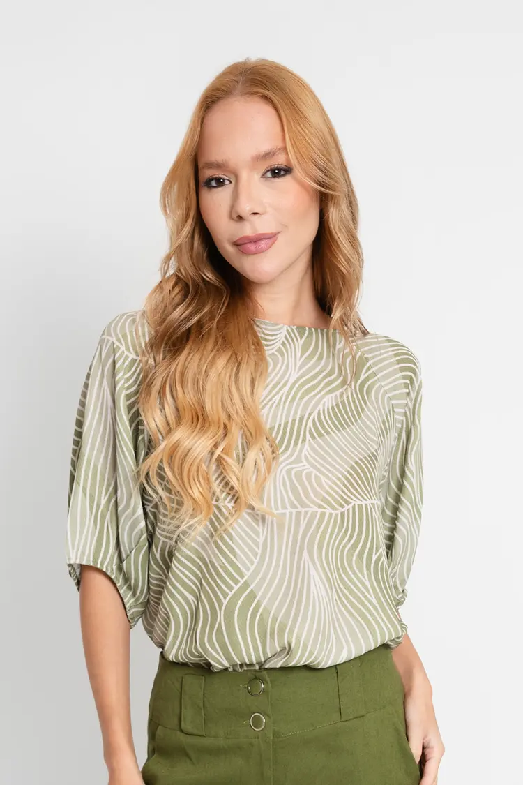 Blusa Dwz Redonda e Manga Bufante
