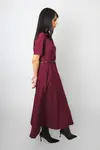 Vestido Dwz Manga Curta com Ziper Mid com Cinto
