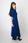 Vestido Dwz Manga Curta com Ziper Mid com Cinto