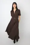 Vestido Dwz Manga Curta com Ziper Mid com Cinto