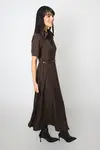 Vestido Dwz Manga Curta com Ziper Mid com Cinto
