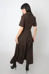 Vestido Dwz Manga Curta com Ziper Mid com Cinto