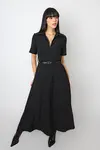 Vestido Dwz Manga Curta com Ziper Mid com Cinto