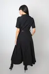 Vestido Dwz Manga Curta com Ziper Mid com Cinto