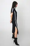Vestido Dwz Mid de Malha Listras Laterais