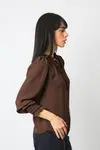 Blusa Dwz em Crepe Manga Longa com Lastex na Manga