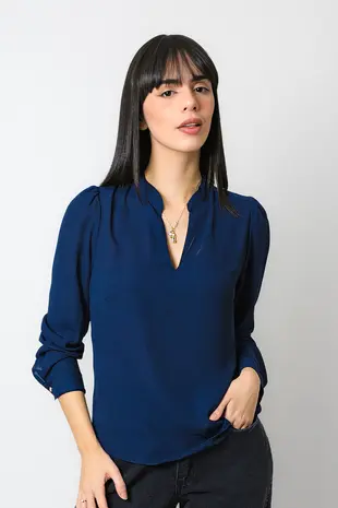 Blusa Dwz em Crepe Manga Longa