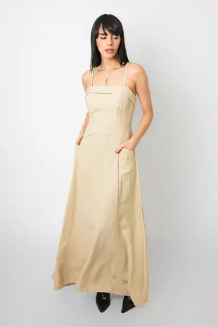 Vestido Dwz Liso Longo com Lastex
