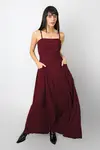 Vestido Dwz Liso Longo com Lastex
