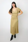Vestido Dwz Decote V Meia Manga