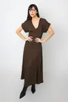 Vestido Dwz Decote V Meia Manga