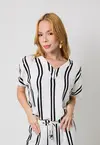 Blusa Dwz Gola V com Listras