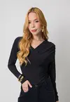 Blusa Dwz com Manga Longa Transpassada