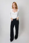Blusa Dwz Manga Longa Transpassada