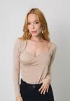 Blusa Dwz Manga Longa Transpassada