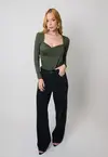 Blusa Dwz Manga Longa Transpassada